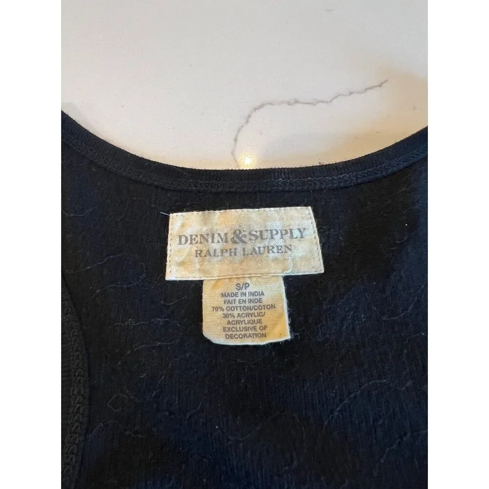 Ralph Lauren Denim & Supply Black Sequin Racerback Tank Dress Size Small - Picture 5 of 8